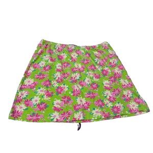 Lilly Pulitzer Floral Stretch Mini Skirt Cotton Elastic Waistband Medium